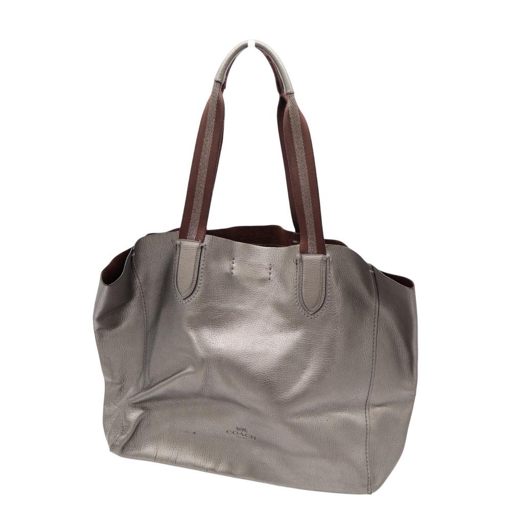 Coach Derby Handbag Womens Slate Gray Pebbled Leather Shoulder Strap Tote Bag - Picture 2 of 9